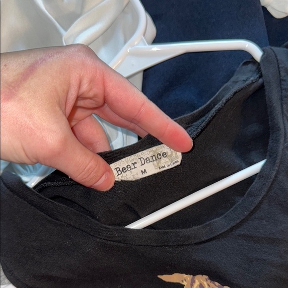 Bear dance tank- Black Sleeveless Top with Graphic Design- size small - Picture 4 of 4